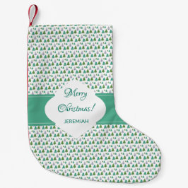 Frohe Weihnachtsbaum Mint Green Monogram Kleiner Weihnachtsstrumpf