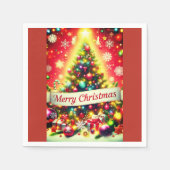 "Frohe Weihnachtsbaum mit farbenfrohen Ornamenten Serviette (Vorderseite)