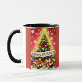 "Frohe Weihnachtsbaum mit farbenfrohen Ornamenten Tasse
