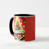 "Frohe Weihnachtsbaum mit farbenfrohen Ornamenten Tasse (Vorderseite Links)