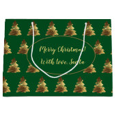 Frohe Weihnachtsbaum mit Kerzen Elegantes Gold Große Geschenktüte (Vorderseite)