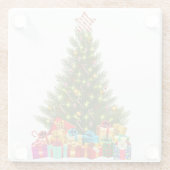 Frohe Weihnachtsbaum mit Star Presents Holiday Glasuntersetzer (Rückseite)