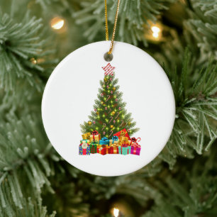 Frohe Weihnachtsbaum mit Star Presents Holiday Keramik Ornament