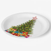Frohe Weihnachtsbaum mit Star Presents Holiday Pappteller (Schrägansicht)