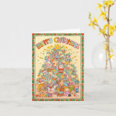 Frohe Weihnachtsbaum mit Sternen Karte (Gelbe Blume)