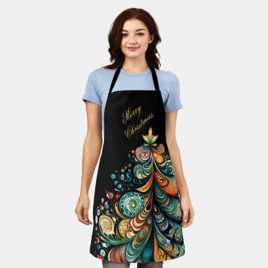 Frohe Weihnachtsbaum Modern Boho Chic Schürze (Getragen)