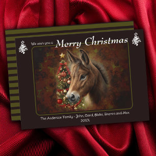 Frohe Weihnachtsbaum Mule Equine Personalisiert Feiertagskarte