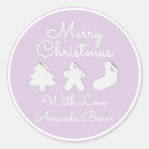 Frohe Weihnachtsbaum Name Lila Lavender Runder Aufkleber