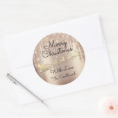 Frohe Weihnachtsbaum Name Rose Gold Schlitten Trop Runder Aufkleber (Umschlag)