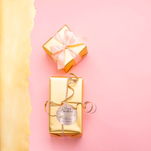 Frohe Weihnachtsbaum Name Rose Santa Sleigh Tropfe Runder Aufkleber