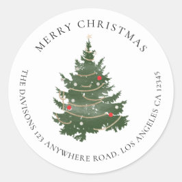 Frohe Weihnachtsbaum Name Rücksendeadresse Runder Aufkleber