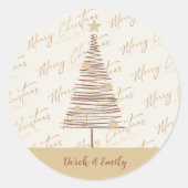 Frohe Weihnachtsbaum Neujahr Niedlich glückliche F Runder Aufkleber (Vorderseite)