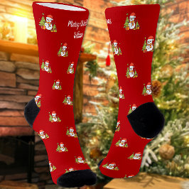 Frohe Weihnachtsbaum Niedlich Snowman Personalisie Socken