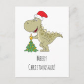Frohe Weihnachtsbaum Niedliche Dinosaurier-Weihnac Feiertagspostkarte (Vorderseite)