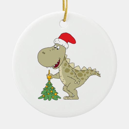 Frohe Weihnachtsbaum Niedliche Dinosaurier-Weihnac Keramik Ornament (Vorne)