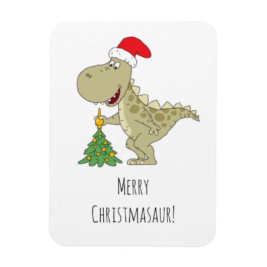 Frohe Weihnachtsbaum Niedliche Dinosaurier-Weihnac Magnet (Vertikal)