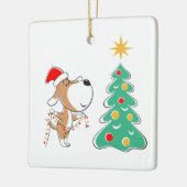 Frohe Weihnachtsbaum Niedliche Welpe Hund Weihnach Keramikornament (Links)