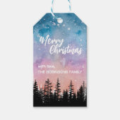 Frohe Weihnachtsbaum Night Gradienten Skript Wald Geschenkanhänger (Vorderseite)