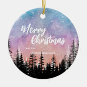 Frohe Weihnachtsbaum Night Gradienten Skript Wald Keramik Ornament (Vorne)