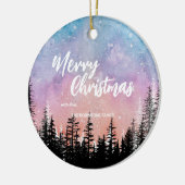 Frohe Weihnachtsbaum Night Gradienten Skript Wald Keramik Ornament (Links)