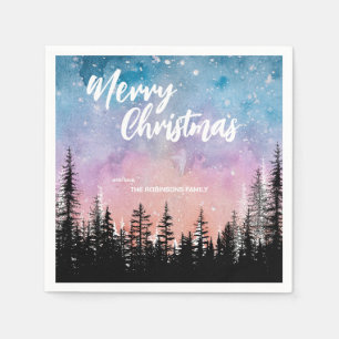 Frohe Weihnachtsbaum Night Gradienten Skript Wald Serviette