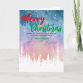 Frohe Weihnachtsbaum Night Red Green Skript Wald Karte (Vorderseite)