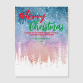 Frohe Weihnachtsbaum Night Red Green Skript Wald Magnetkarte (Vorderseite)