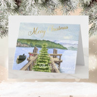 Frohe Weihnachtsbaum Ornamente am See