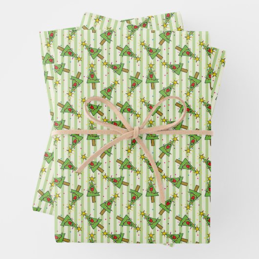 Frohe Weihnachtsbaum Ornaments Lights Star Geschenkpapier Set (Beispiel)