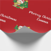 Frohe Weihnachtsbaum-Personalisation Name Geschenkpapier (Ecke)