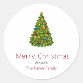 Frohe Weihnachtsbaum Personalisiert Runder Aufkleber (Vorderseite)