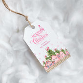 Frohe Weihnachtsbaum Pink Bow Holiday Geschenk Tag Geschenkanhänger