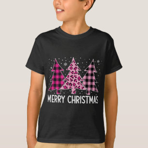 Frohe Weihnachtsbaum Pink Buffalo Kariert und Leop T-Shirt