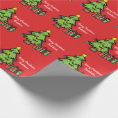Frohe Weihnachtsbaum präsentiert Ornament Geschenkpapier (Ecke)