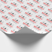Frohe Weihnachtsbaum Red Gray Geschenkpapier (Ecke)