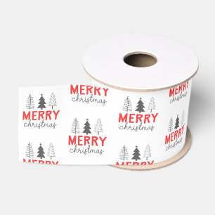 Frohe Weihnachtsbaum Red Gray Ripsband