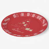 Frohe Weihnachtsbaum Red Pappteller (Schrägansicht)
