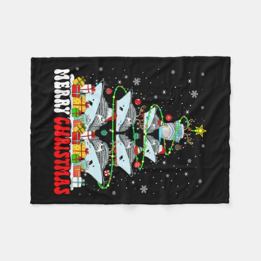 Frohe Weihnachtsbaum Rentier Elf Santa Cruise Ship Fleecedecke (Vorderseite (Horizontal))