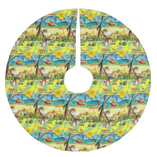 Frohe Weihnachtsbaum Rock Beach Bum Santa Claus Polyester Weihnachtsbaumdecke