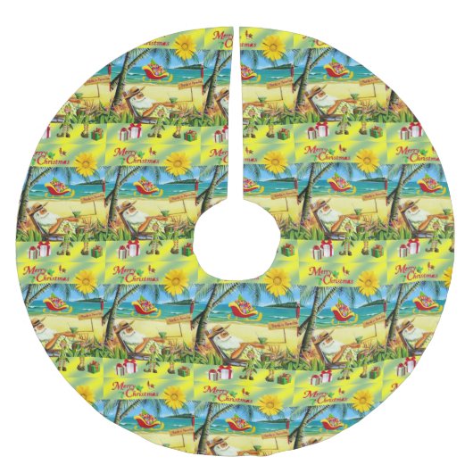 Frohe Weihnachtsbaum Rock Beach Bum Santa Claus Polyester Weihnachtsbaumdecke (Vorderseite)