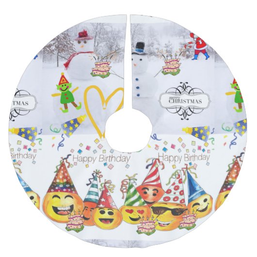 Frohe Weihnachtsbaum Rock Happy Birthday Polyester Weihnachtsbaumdecke (Vorderseite)