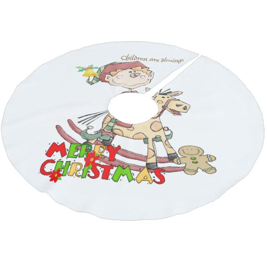 Frohe Weihnachtsbaum Rock Kinder Segings Elf Polyester Weihnachtsbaumdecke (Schrägansicht)