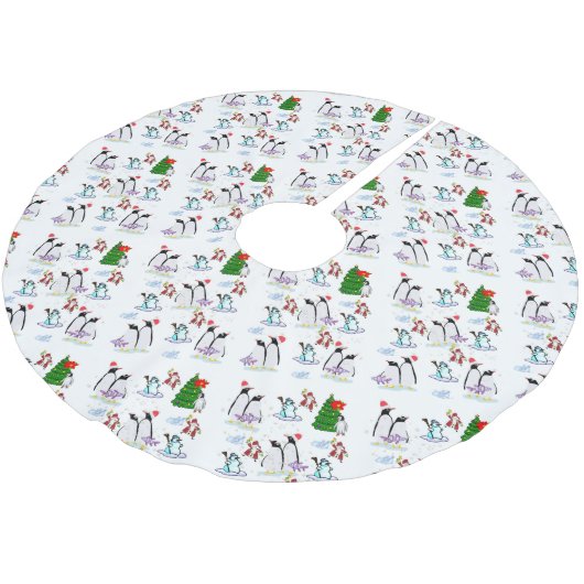 Frohe Weihnachtsbaum Rock Penguin Polyester Weihnachtsbaumdecke (Schrägansicht)