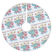 Frohe Weihnachtsbaum Rock Pig Pink Pig Polyester Weihnachtsbaumdecke (Vorderseite)