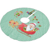 Frohe Weihnachtsbaum Rock Santa Sleigh Elves Deer Polyester Weihnachtsbaumdecke (Schrägansicht)