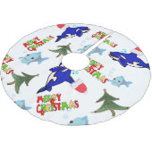 Frohe Weihnachtsbaum Rock Shark Fish Polyester Weihnachtsbaumdecke (Schrägansicht)