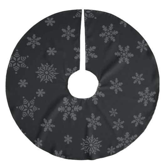 Frohe Weihnachtsbaum Rock Snowflakes Schwarz Polyester Weihnachtsbaumdecke (Vorderseite)