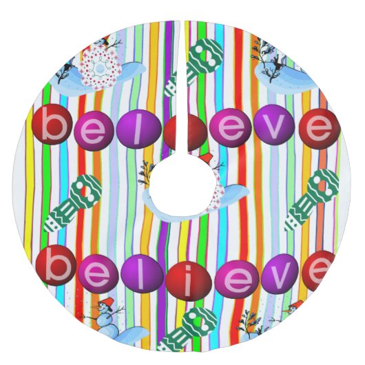 Frohe Weihnachtsbaum Rock Snowman glaubt Polyester Weihnachtsbaumdecke (Vorderseite)