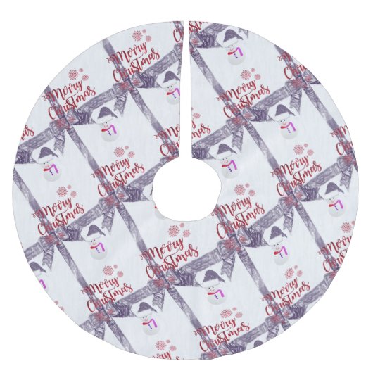 Frohe Weihnachtsbaum Rock Snowman Polyester Weihnachtsbaumdecke (Vorderseite)