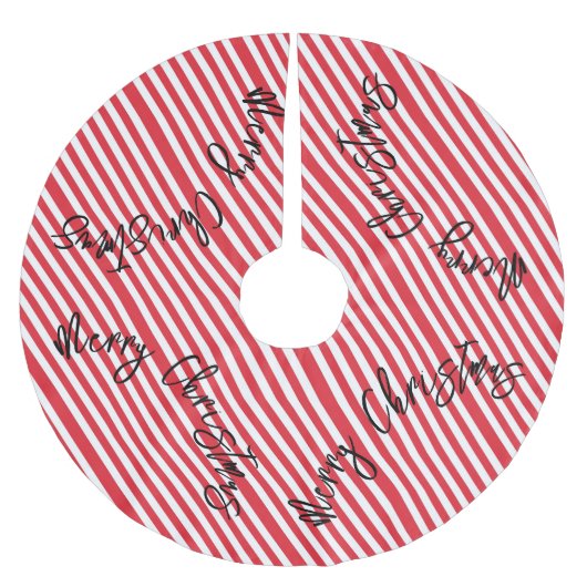 Frohe Weihnachtsbaum Rock Streifen Rot & Weiß Polyester Weihnachtsbaumdecke (Vorderseite)